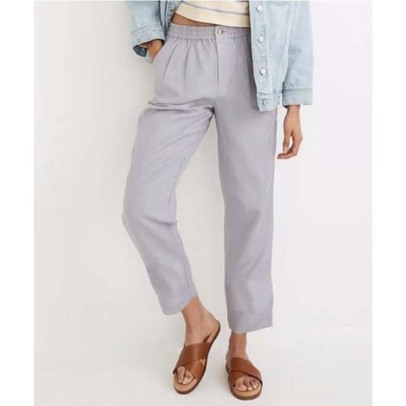 Madewell Linen Blend Crop Track Trousers - Picture 1 of 4